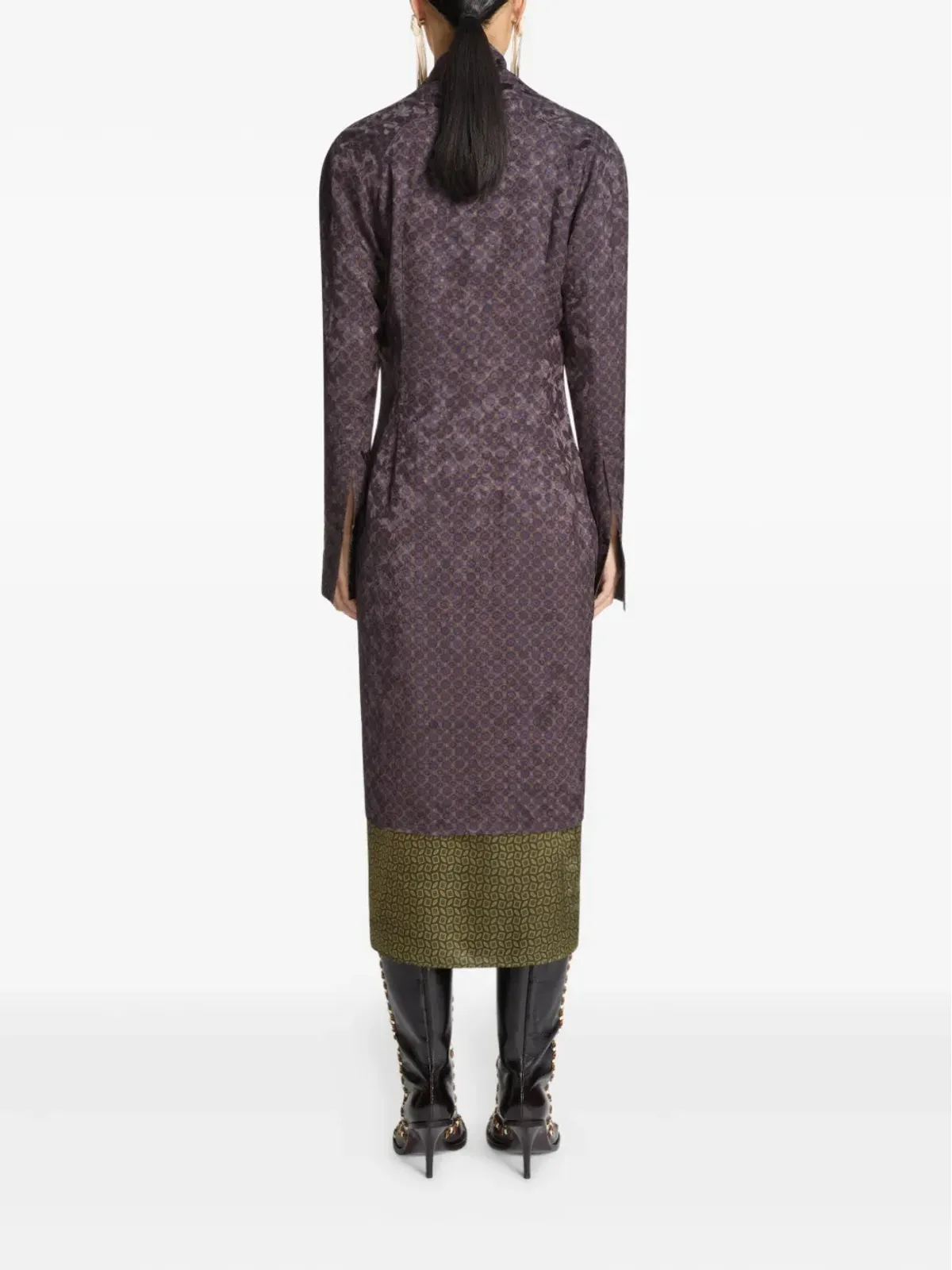 DRIES VAN NOTEN レイヤード柄ミディドレス - 画像4