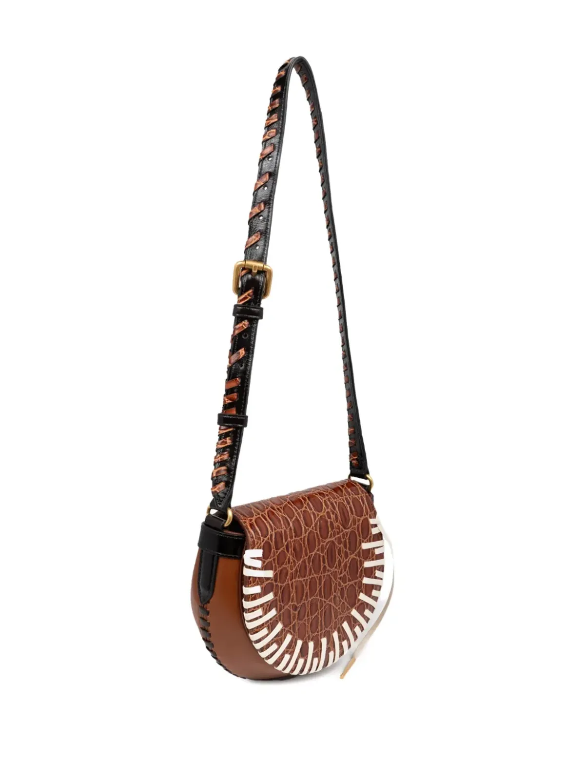 DRIES VAN NOTEN クロコダイルエフェクト ブレイドストラップ クロスボディバッグ - 画像5