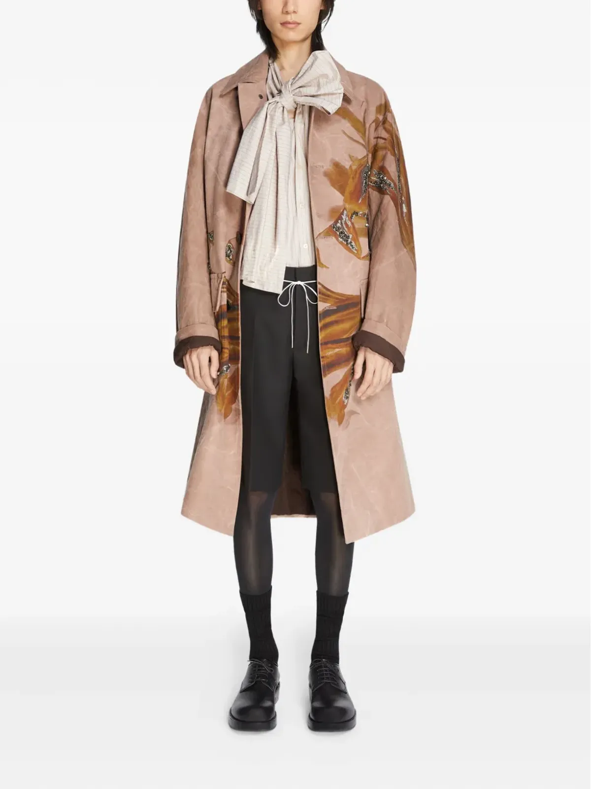 DRIES VAN NOTEN 花柄プリントコート（ピンク） - 画像2