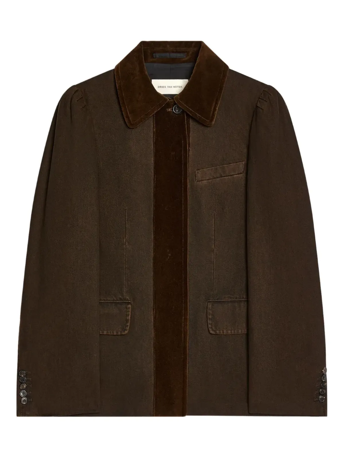 DRIES VAN NOTEN ベルベットトリムデニムブレザー - 画像1