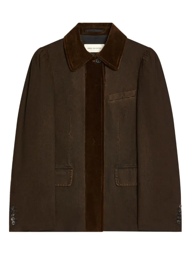 Dries Van Noten DRIES VAN NOTEN ベルベットトリムデニムブレザーの商品画像