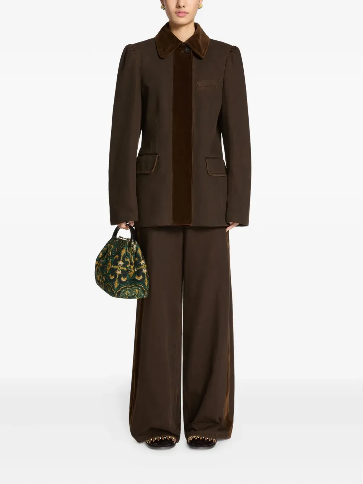 DRIES VAN NOTEN ベルベットトリムデニムブレザー - 画像2