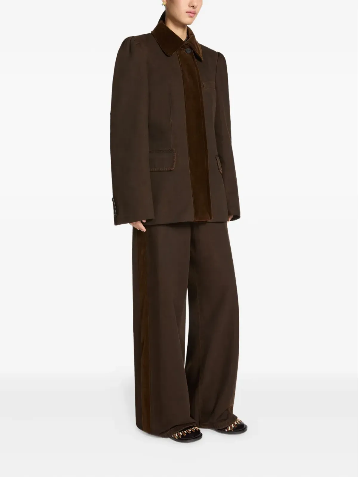 DRIES VAN NOTEN ベルベットトリムデニムブレザー - 画像3
