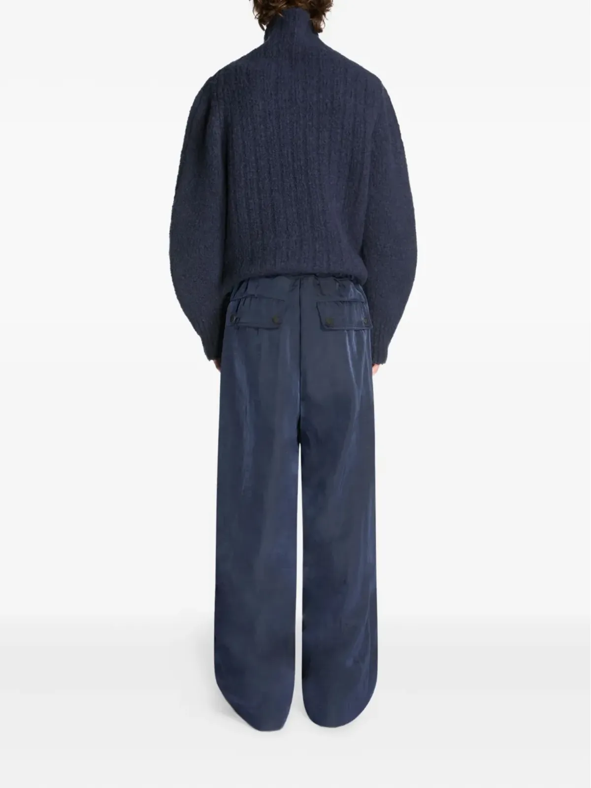 DRIES VAN NOTEN ドローストリング サイドポケット トラウザー ブルー - 画像4