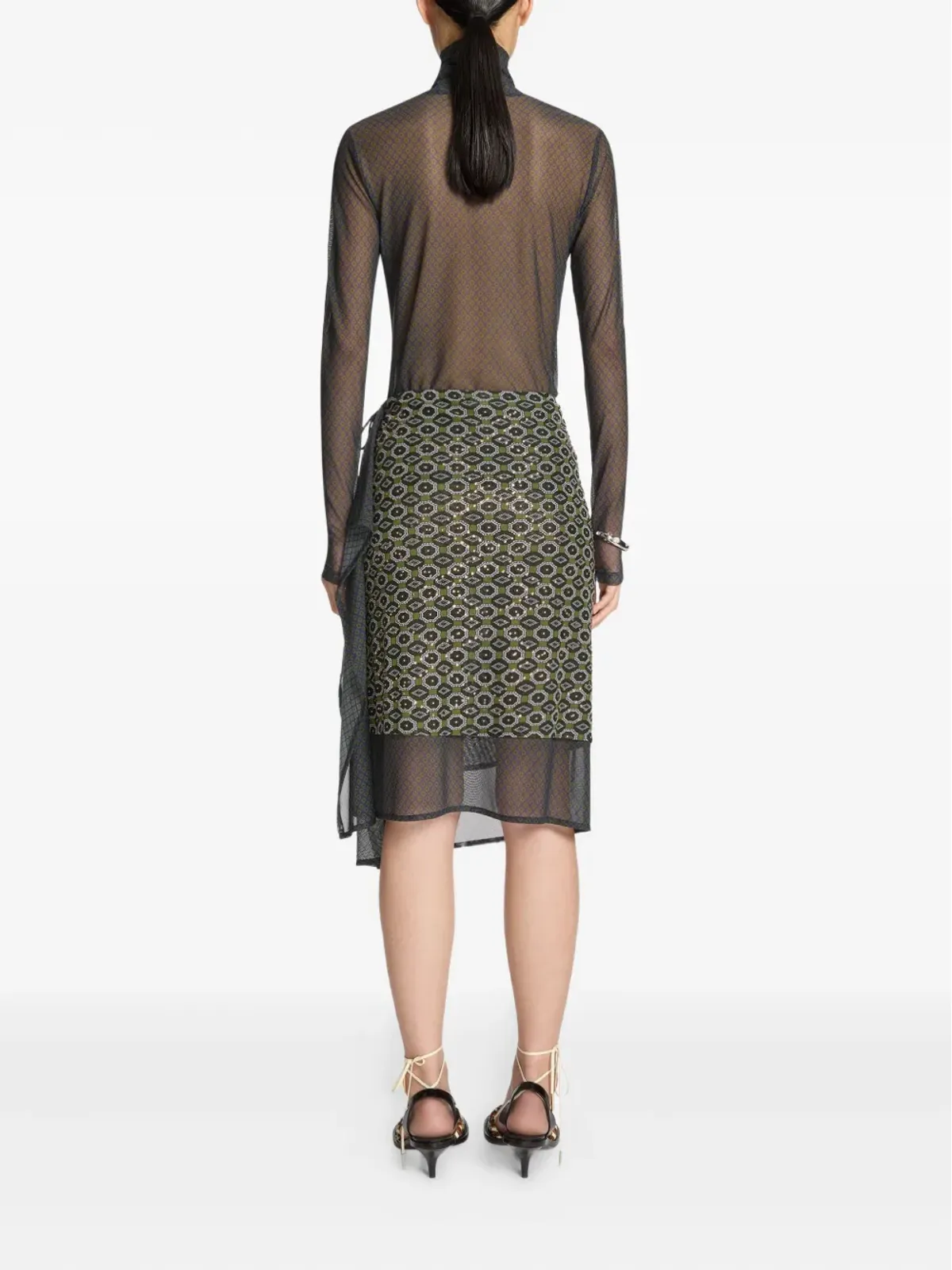 DRIES VAN NOTEN 幾何学柄ミディスカート - 画像3