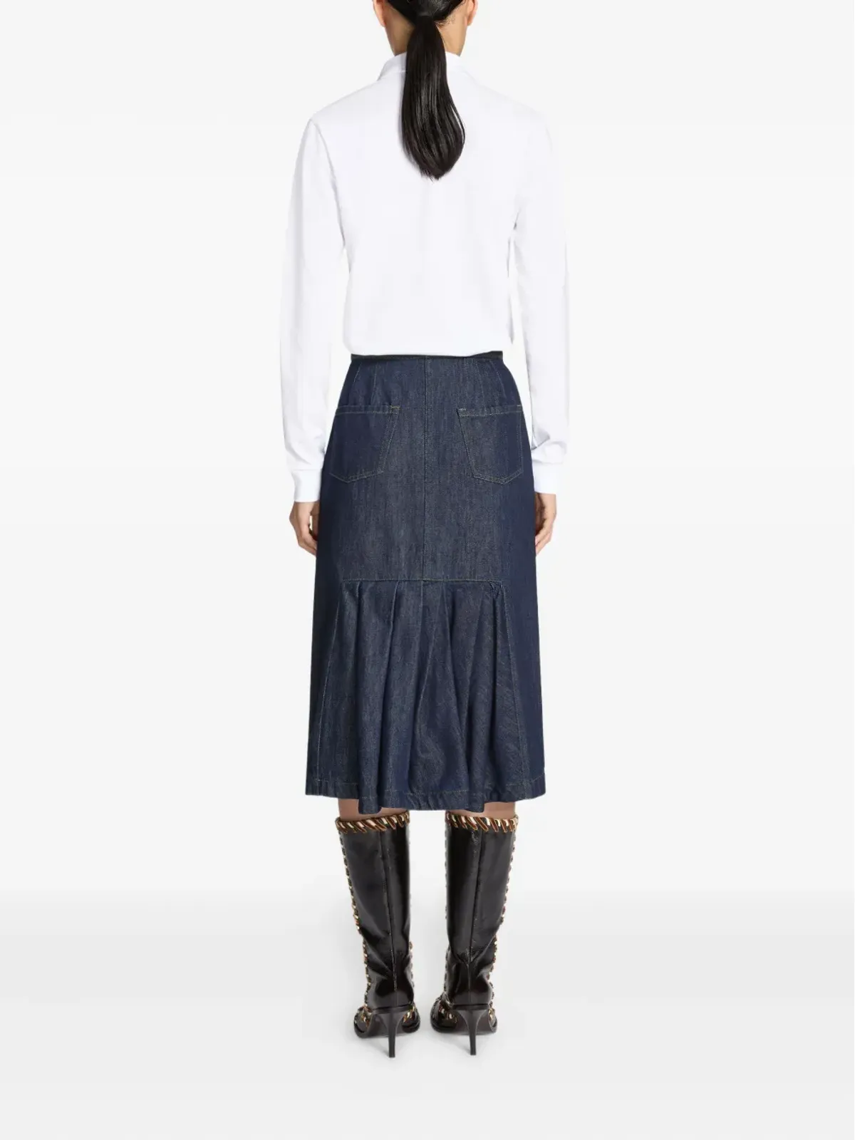 DRIES VAN NOTEN デニムプリーツディテール ミディスカート - 画像4