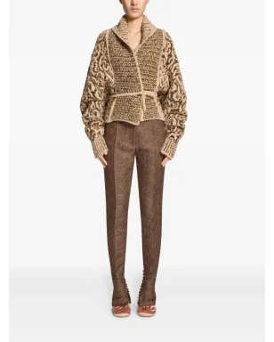 DRIES VAN NOTEN スワールジャカードパンツ グリーン - サムネイル2