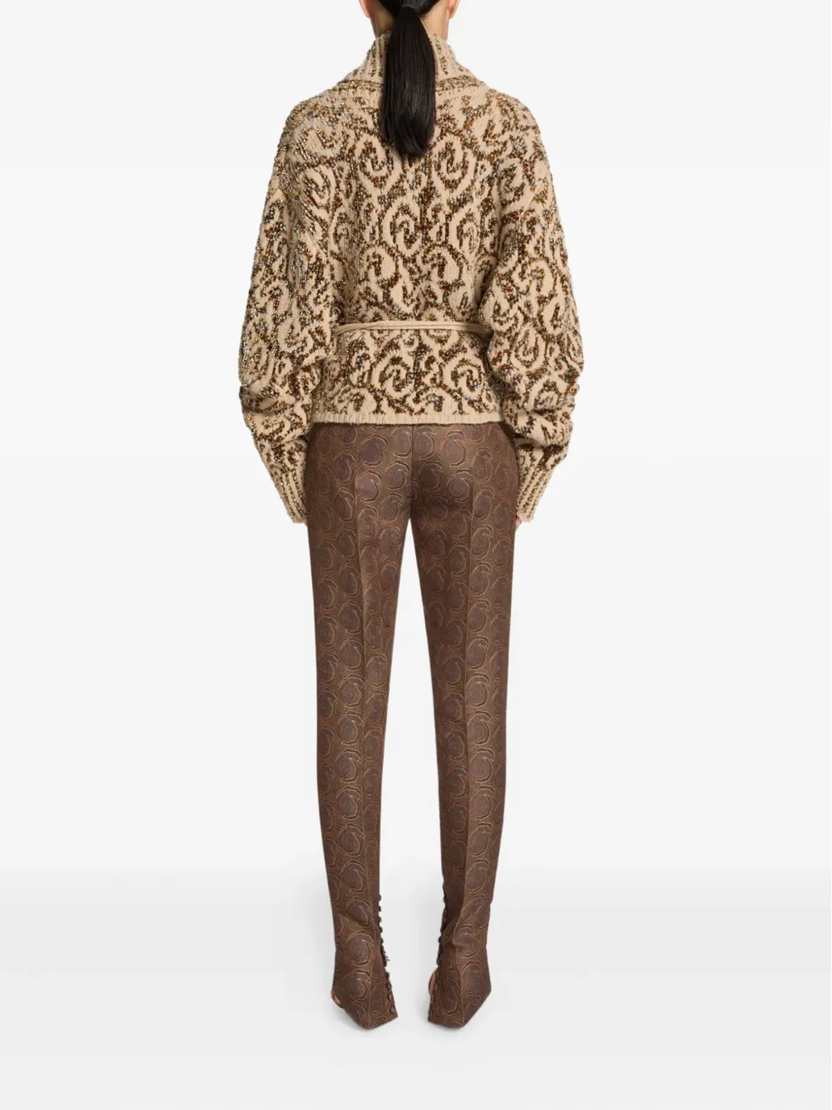 DRIES VAN NOTEN スワールジャカードパンツ グリーン - 画像4