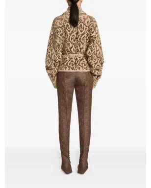 DRIES VAN NOTEN スワールジャカードパンツ グリーン - サムネイル4