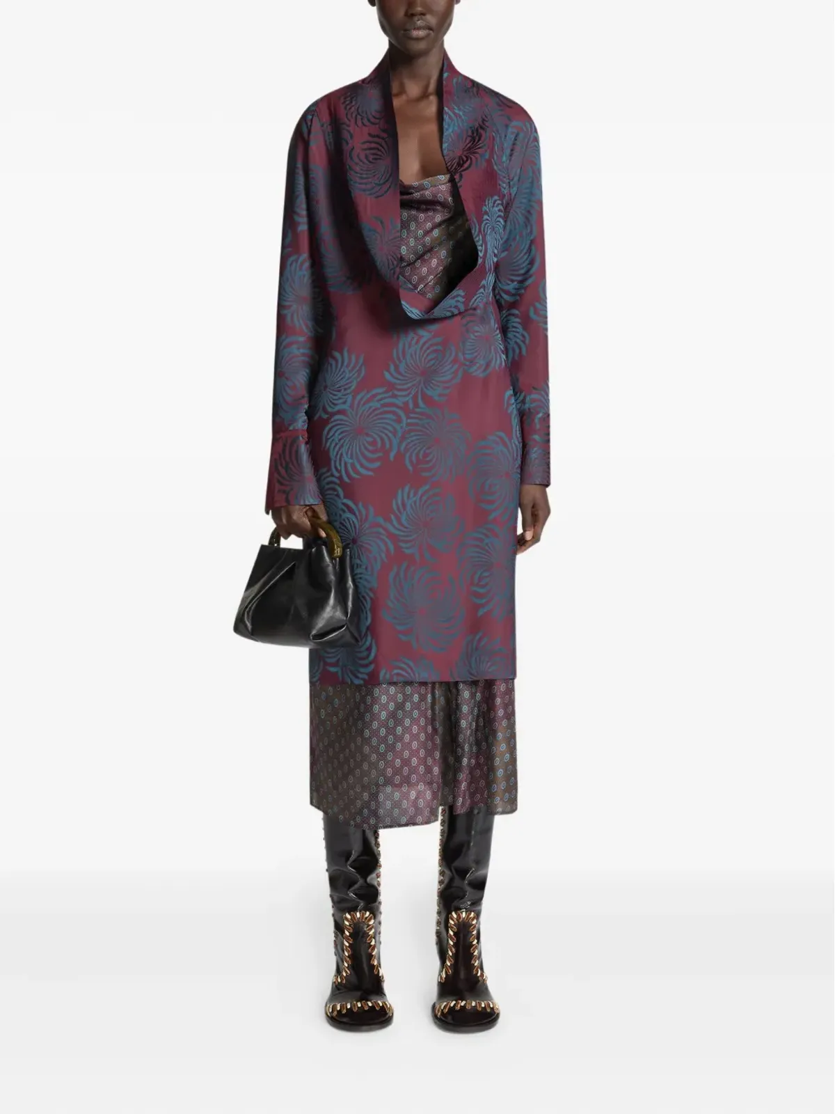 DRIES VAN NOTEN 幾何学模様ミディドレス - 画像2