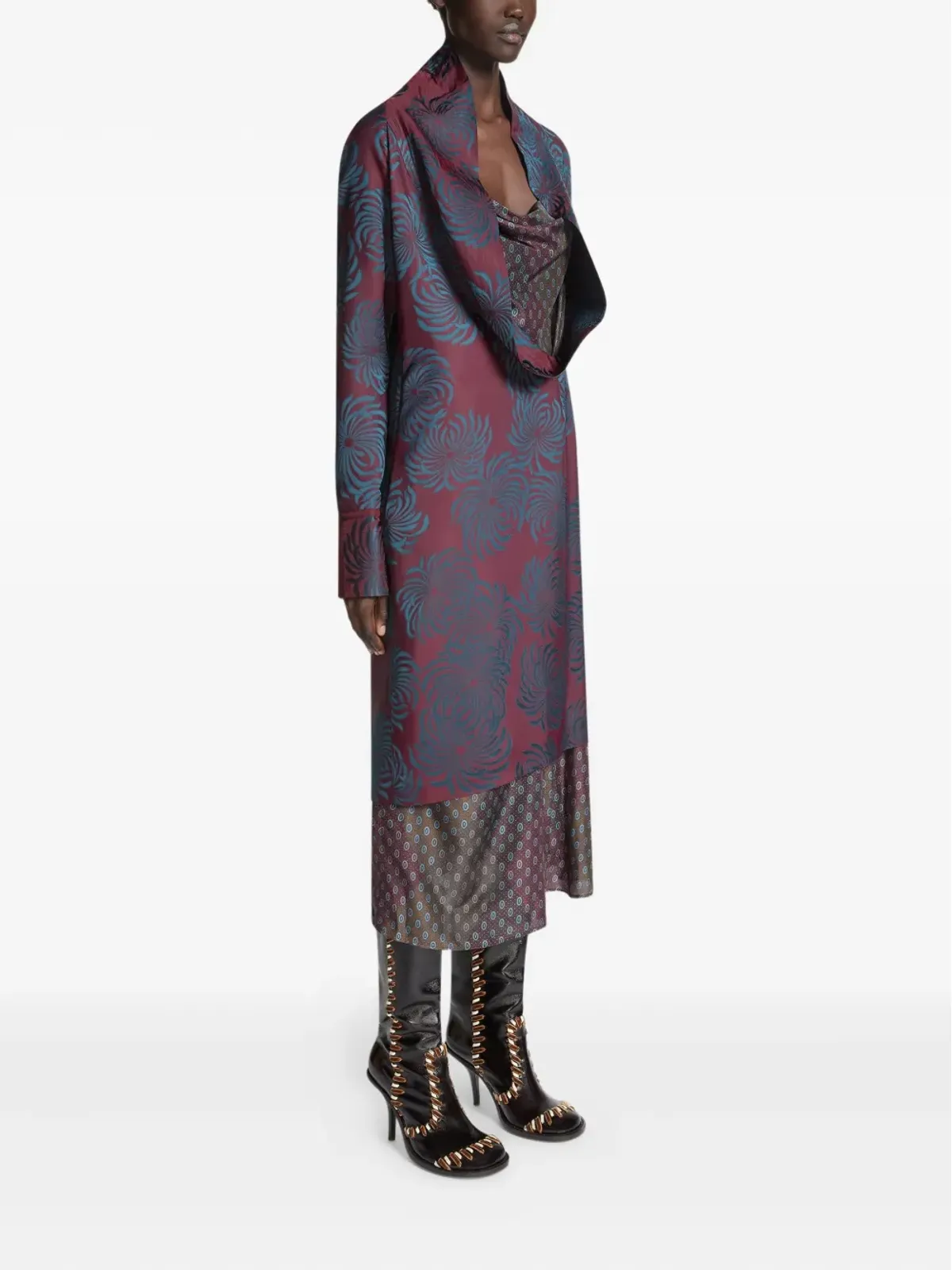 DRIES VAN NOTEN 幾何学模様ミディドレス - 画像3