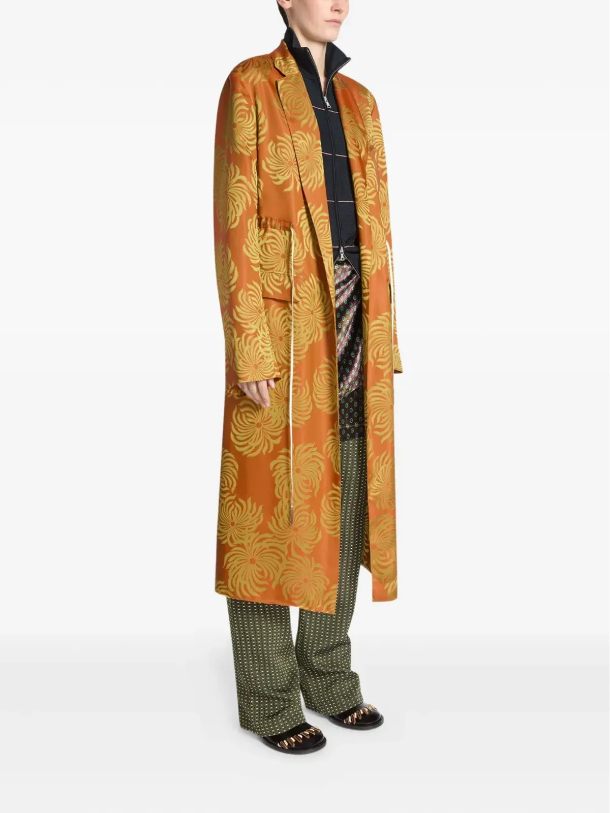 DRIES VAN NOTEN 花柄ジャカードコート - 画像3