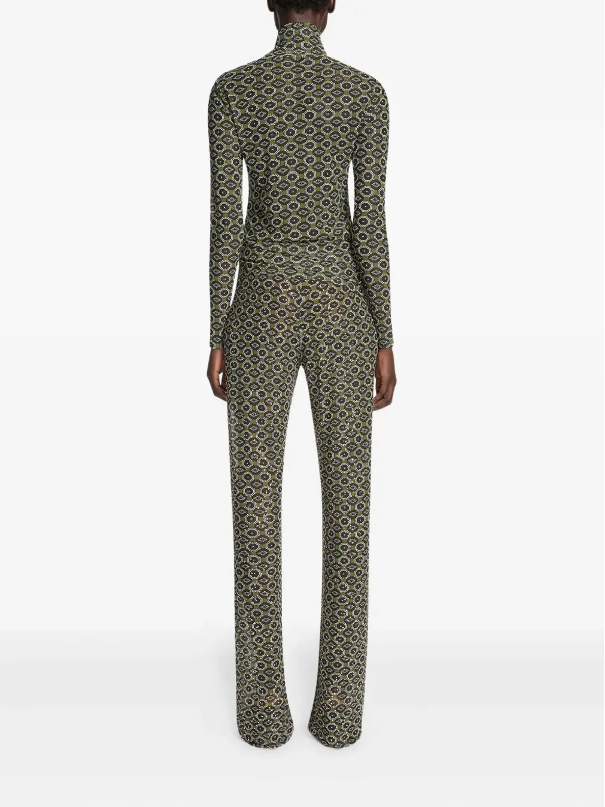 DRIES VAN NOTEN 幾何学柄パンツ - Green - 画像4