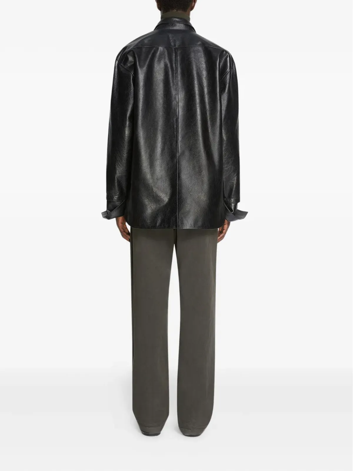 DRIES VAN NOTEN レザーシャツ - ブラック - 画像4