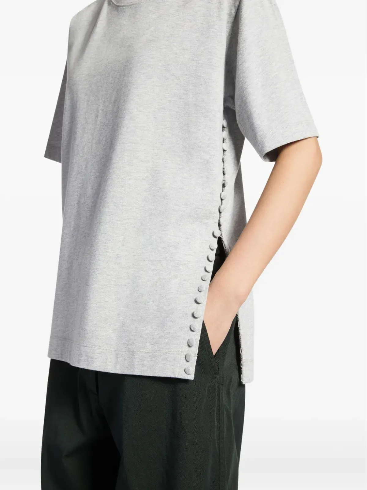 DRIES VAN NOTEN ボタン装飾 コットン Tシャツ - グレー - 画像5