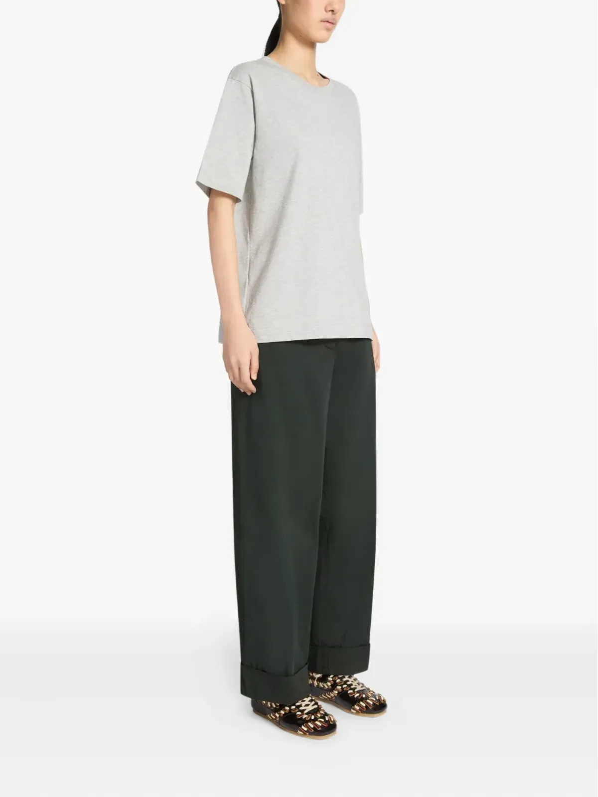 DRIES VAN NOTEN ボタン装飾 コットン Tシャツ - グレー - 画像3