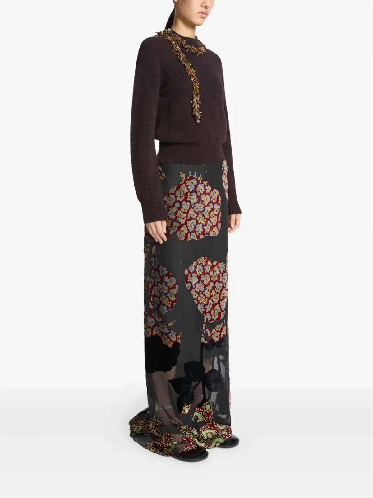 DRIES VAN NOTEN 花柄プリントのフリルスカート - 画像3