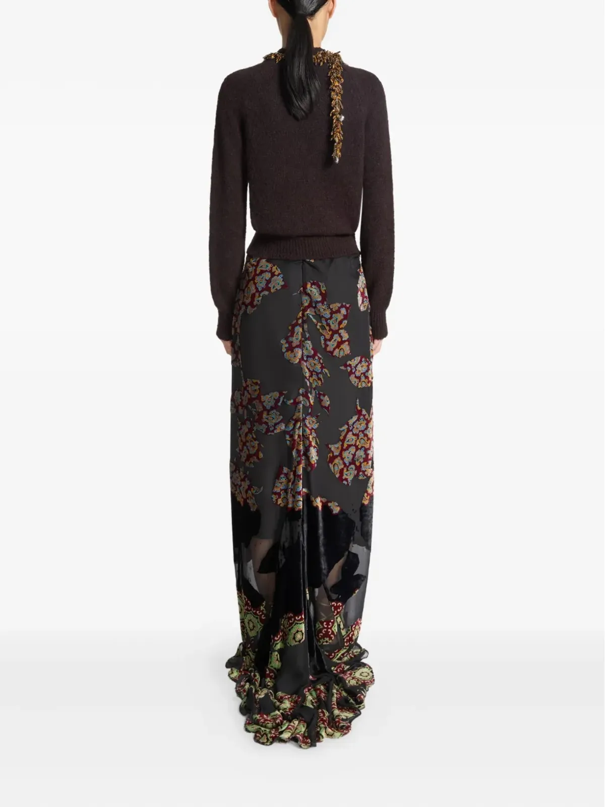 DRIES VAN NOTEN 花柄プリントのフリルスカート - 画像4