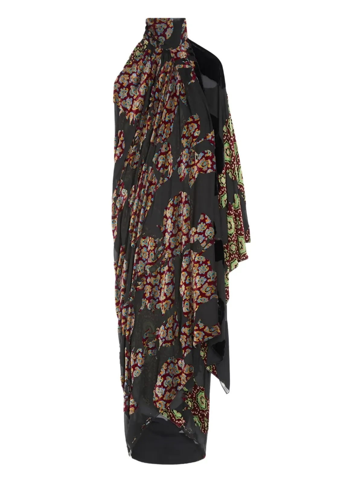 DRIES VAN NOTEN パッチワーク アシンメトリック マキシドレス - 画像1