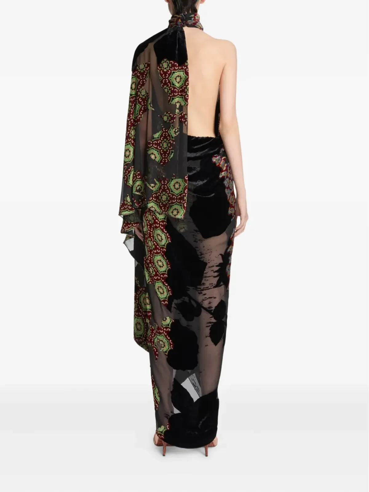 DRIES VAN NOTEN パッチワーク アシンメトリック マキシドレス - 画像4