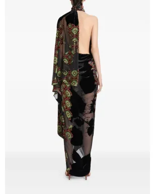 DRIES VAN NOTEN パッチワーク アシンメトリック マキシドレス - サムネイル4