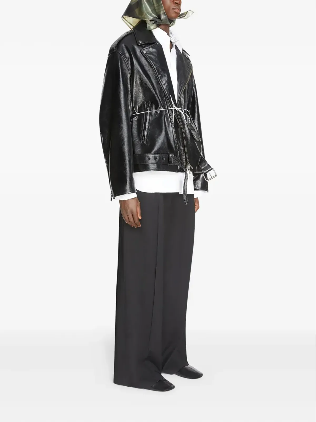 DRIES VAN NOTEN ベルト付きバイカージャケット - 画像3