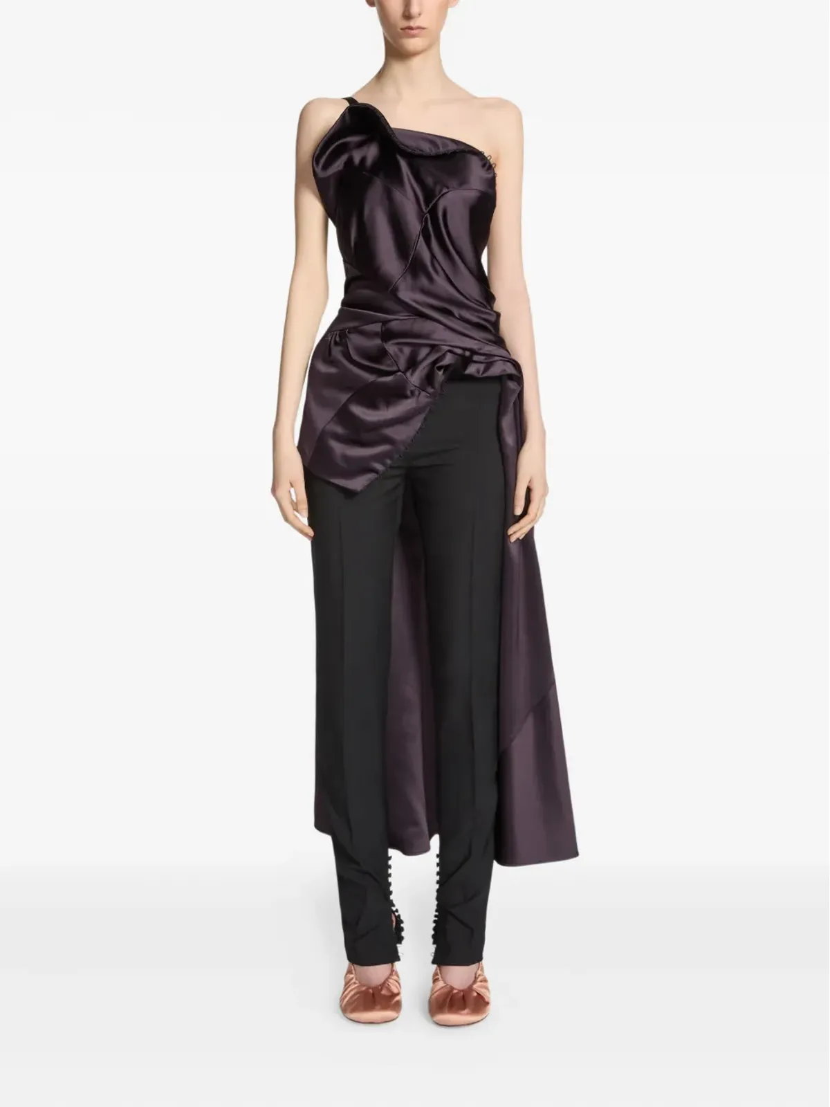 DRIES VAN NOTEN ドレープディテール ワンショルダートップ - 画像2