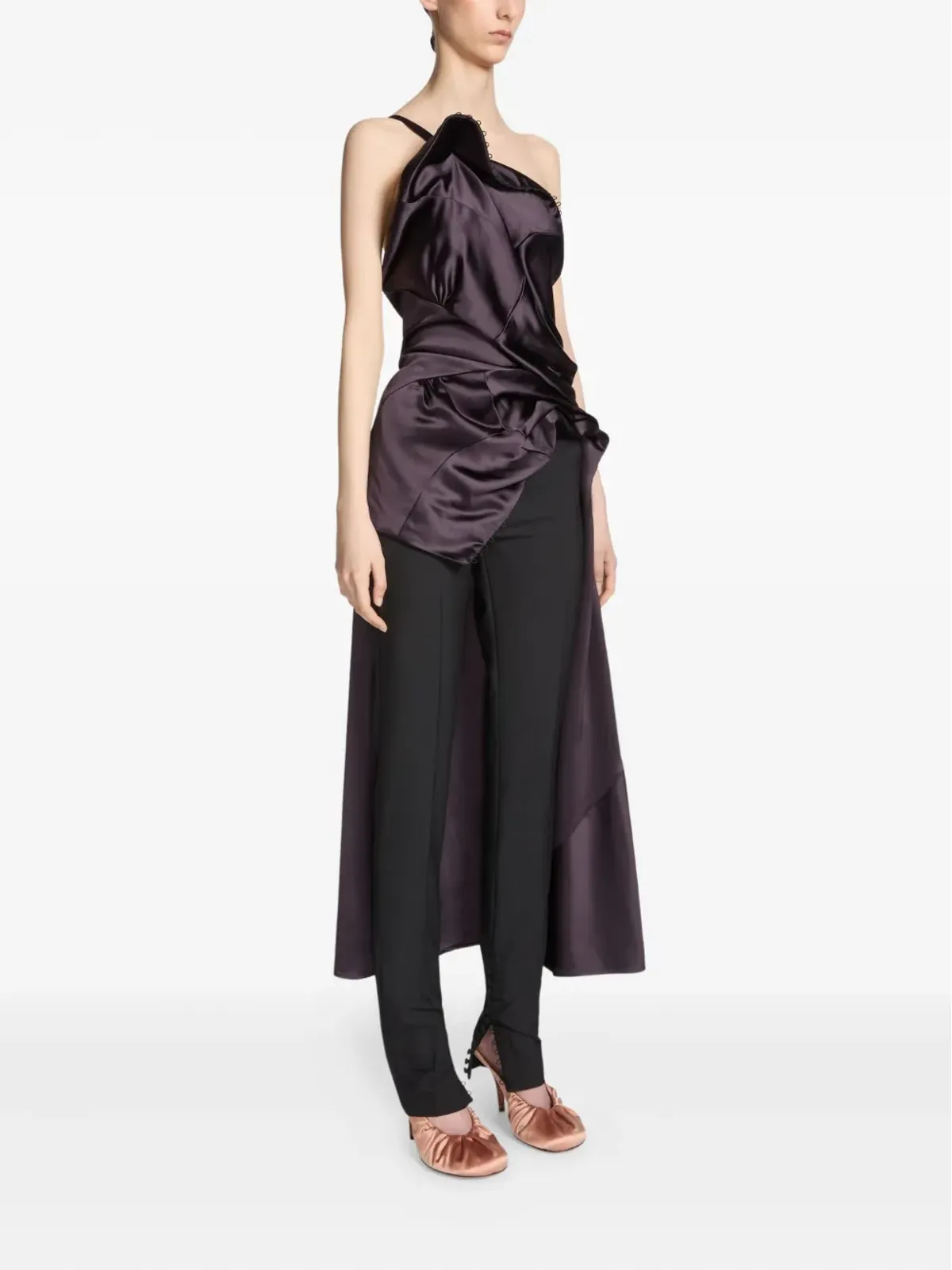 DRIES VAN NOTEN ドレープディテール ワンショルダートップ - 画像3