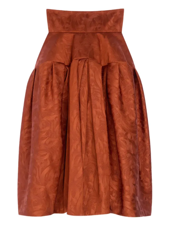 Dries Van Noten DRIES VAN NOTEN スワールジャカード ミディスカート - レッドの商品画像