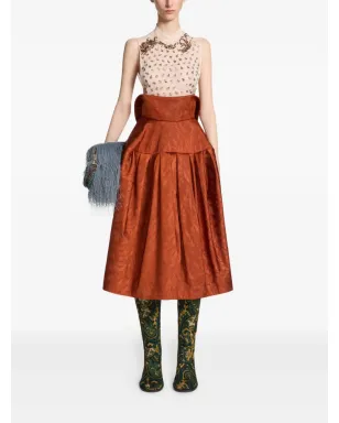 DRIES VAN NOTEN スワールジャカード ミディスカート - レッド - サムネイル2