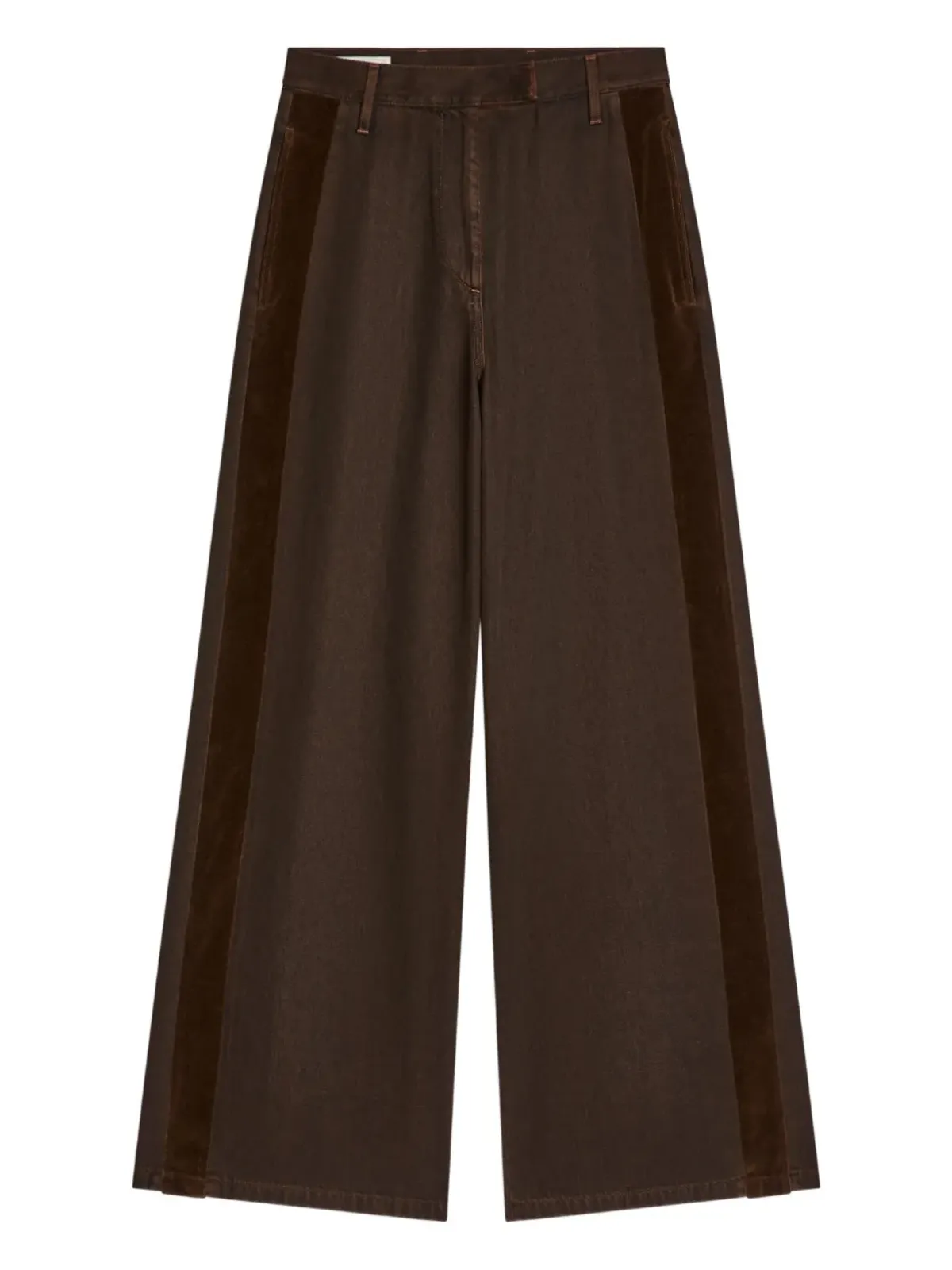 DRIES VAN NOTEN ストライプディテール デニムパンツ ブラウン - 画像1