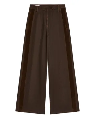 DRIES VAN NOTEN ストライプディテール デニムパンツ ブラウン - サムネイル1
