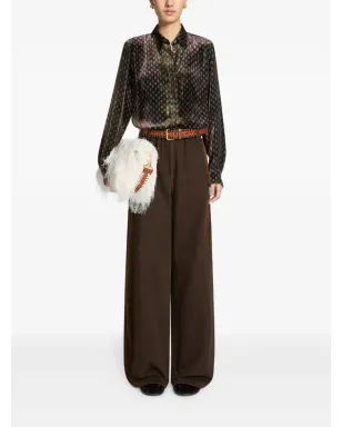 DRIES VAN NOTEN ストライプディテール デニムパンツ ブラウン - サムネイル2