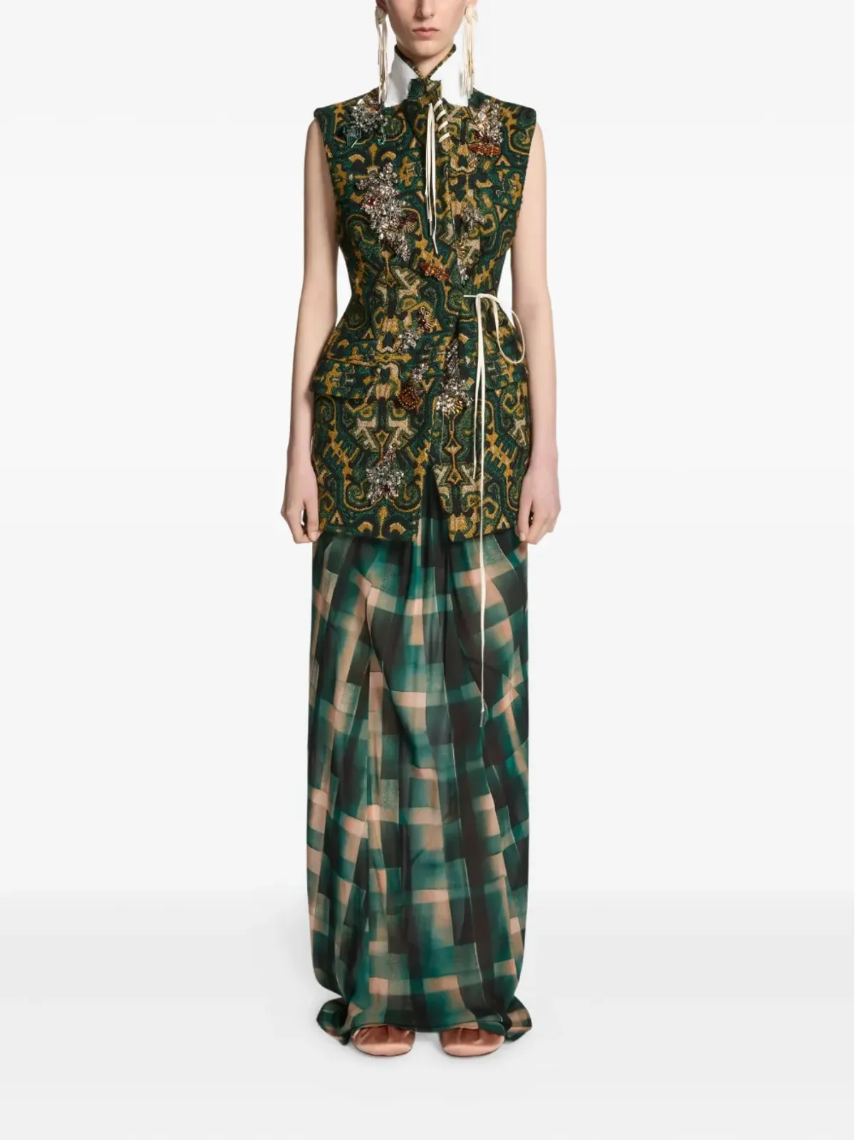 DRIES VAN NOTEN 装飾付きノースリーブブレザー - 画像2
