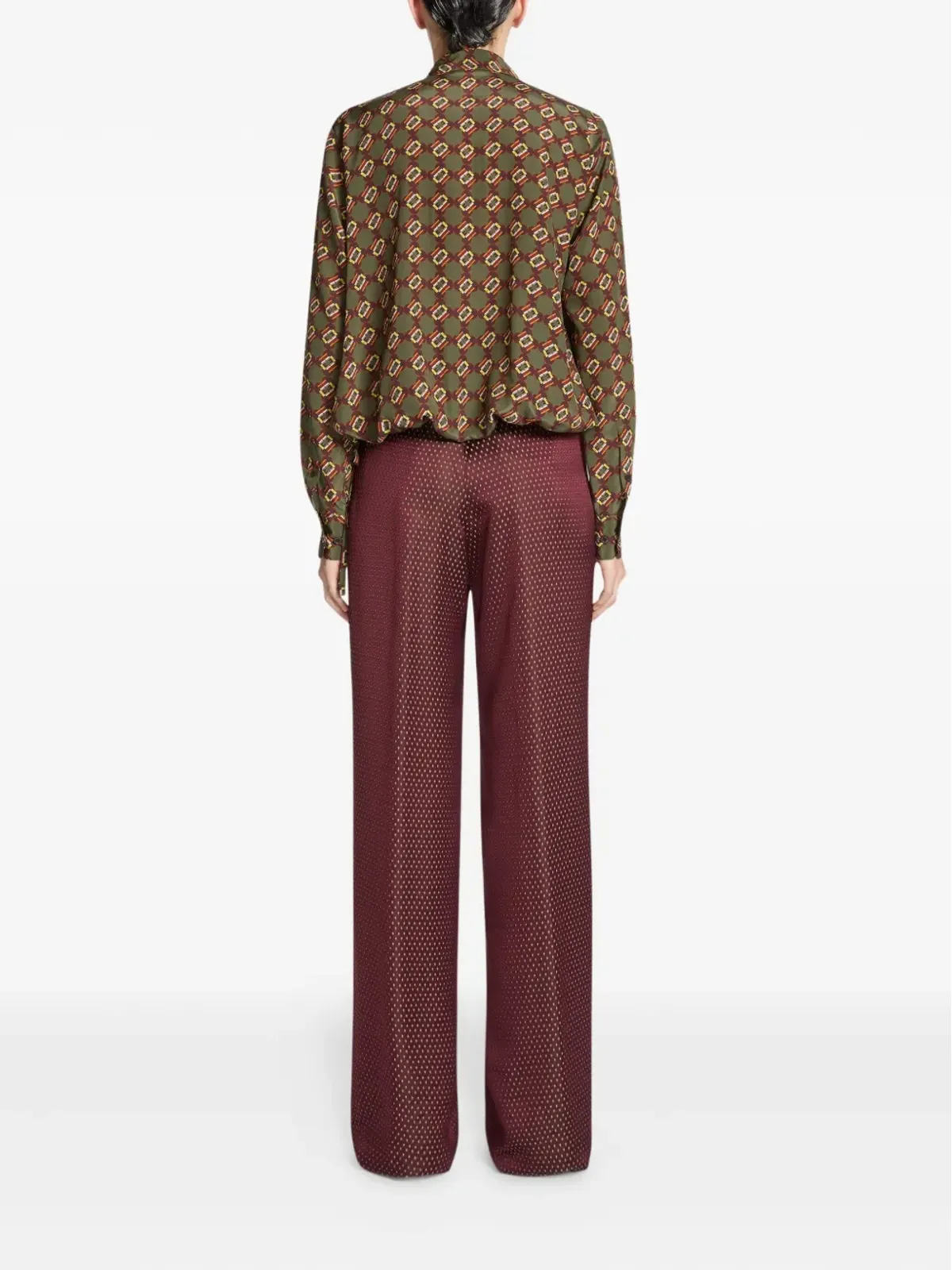 DRIES VAN NOTEN プリント柄のラップシャツ グリーン - 画像4