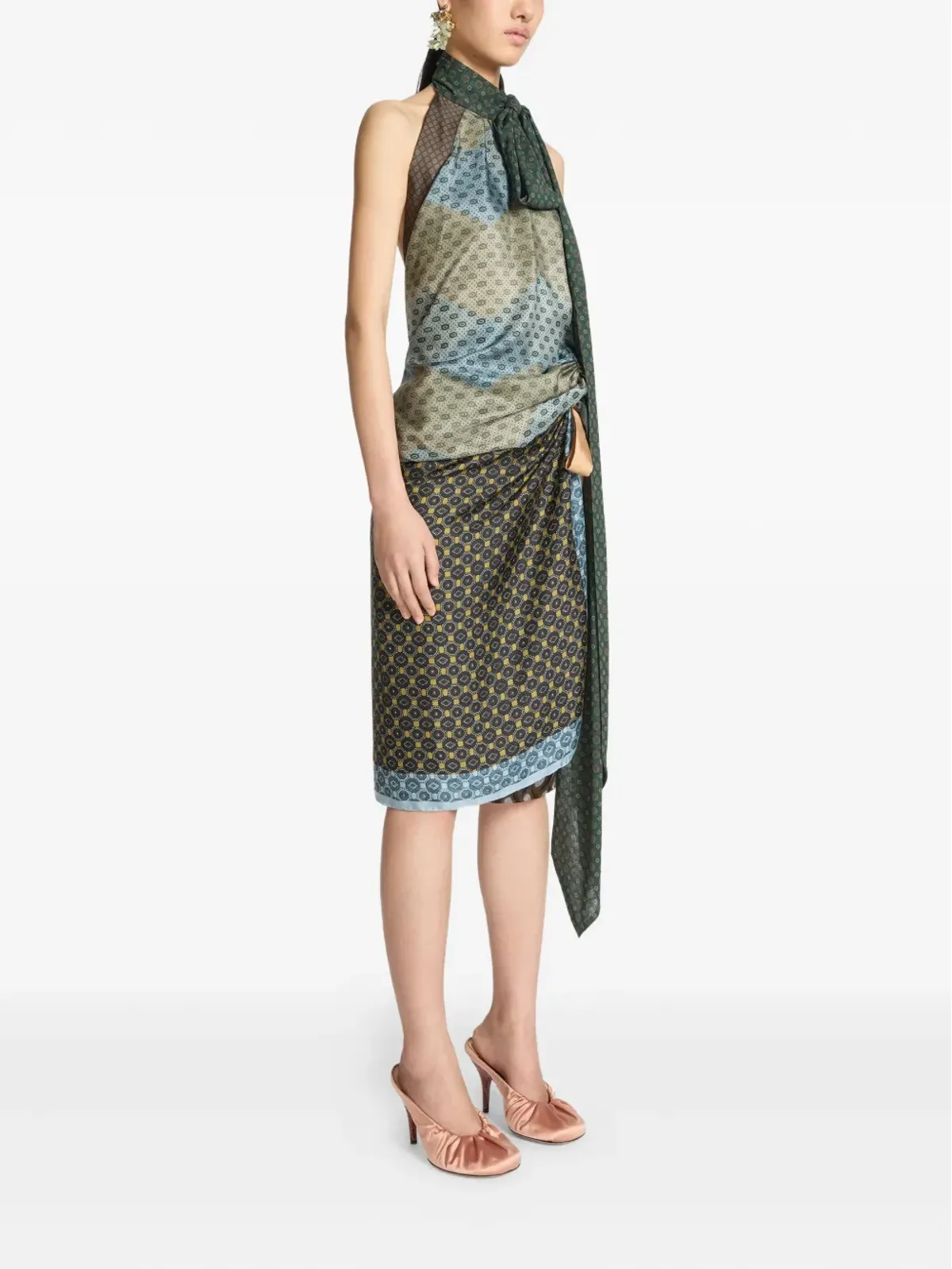 DRIES VAN NOTEN ホルターネック ジオメトリックパターンのトップ - 画像3