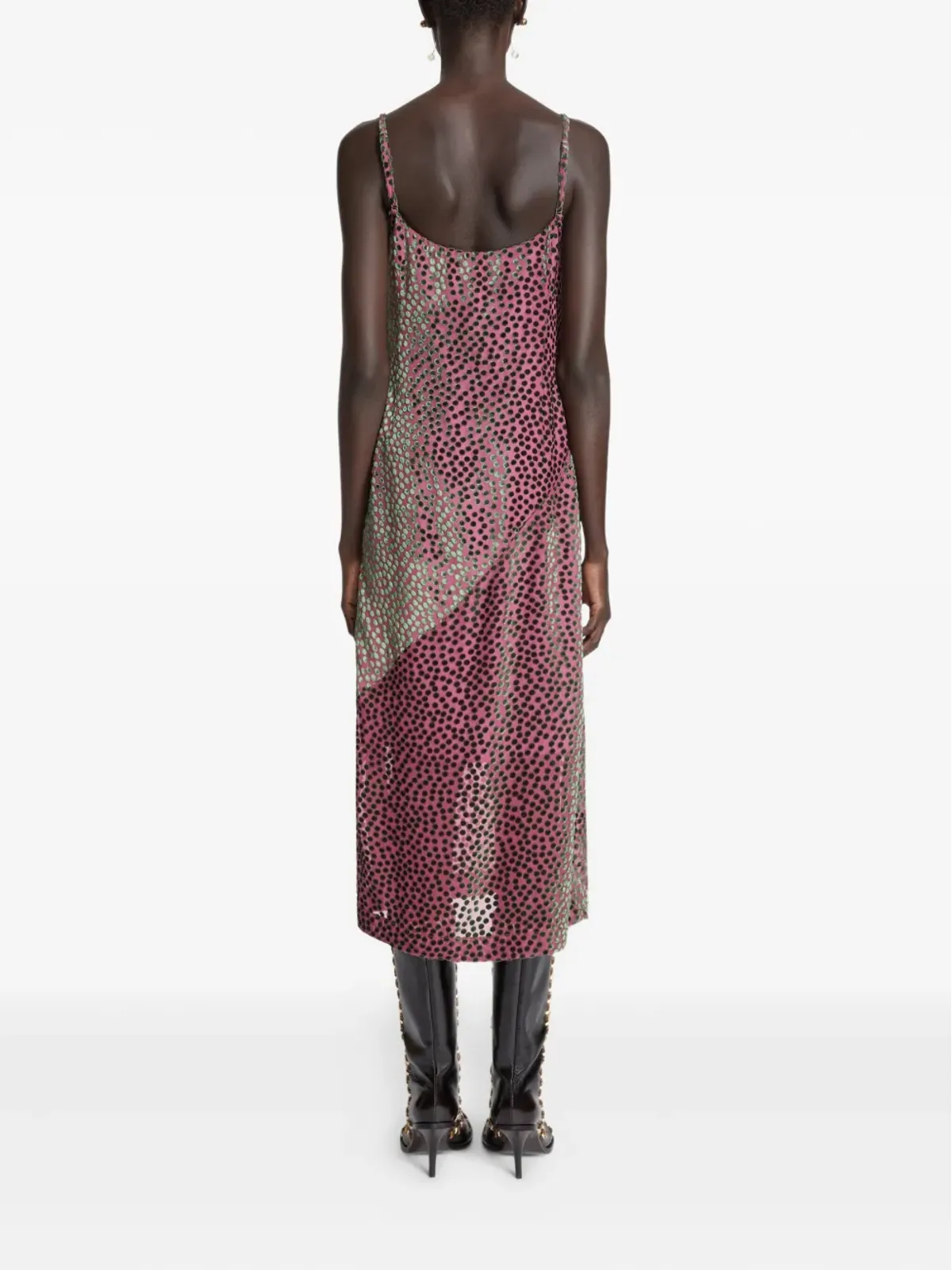 DRIES VAN NOTEN ポルカドット柄ミディドレス（ピンク） - 画像4