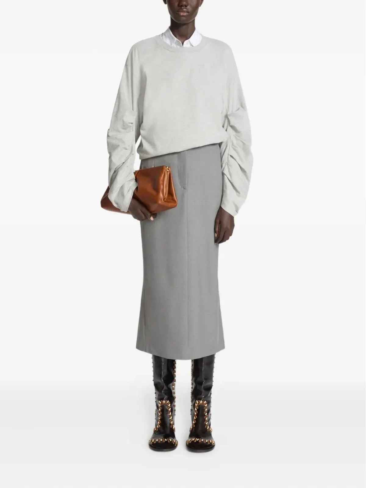 DRIES VAN NOTEN プリーツ付きテーラードミディスカート - 画像2