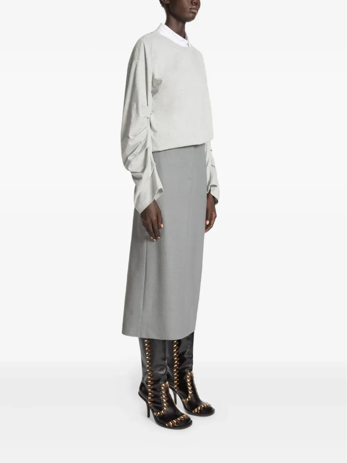 DRIES VAN NOTEN プリーツ付きテーラードミディスカート - 画像3