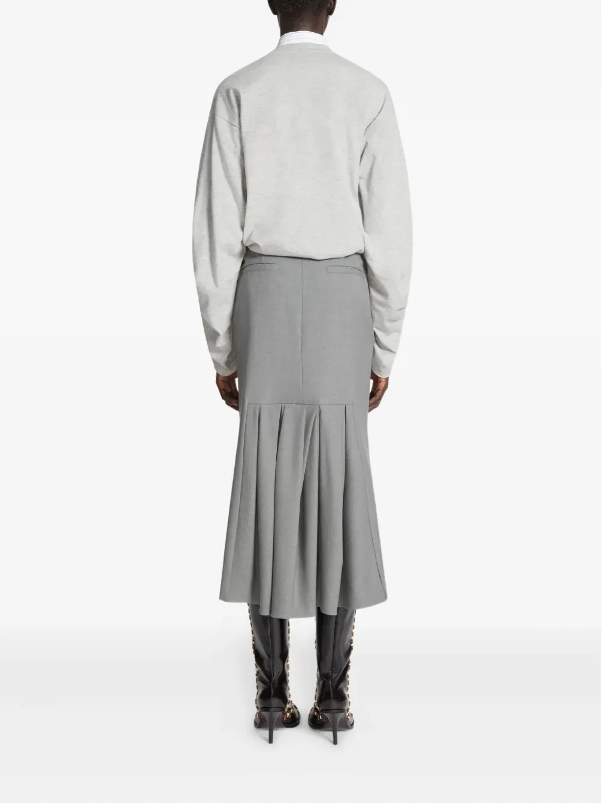 DRIES VAN NOTEN プリーツ付きテーラードミディスカート - 画像4