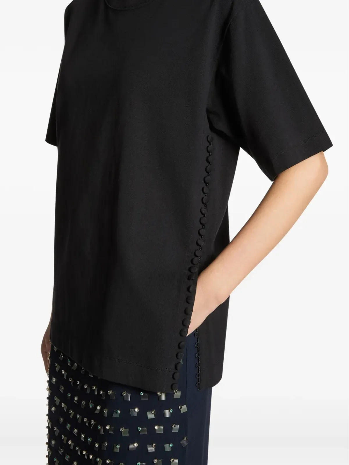 DRIES VAN NOTEN クルーネック ボタン装飾 Tシャツ - 画像5