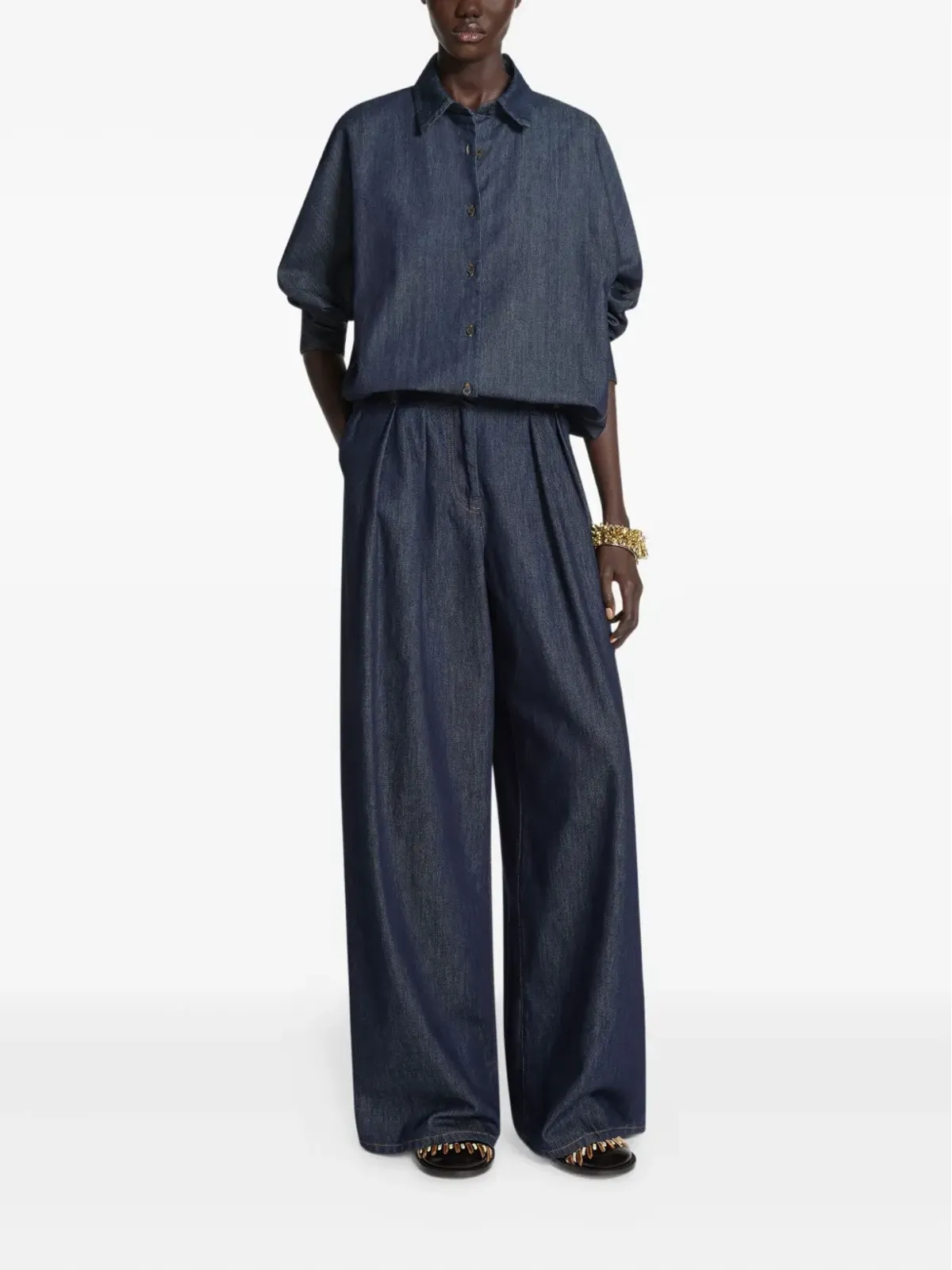 DRIES VAN NOTEN コントラストステッチデニムシャツ - 画像2