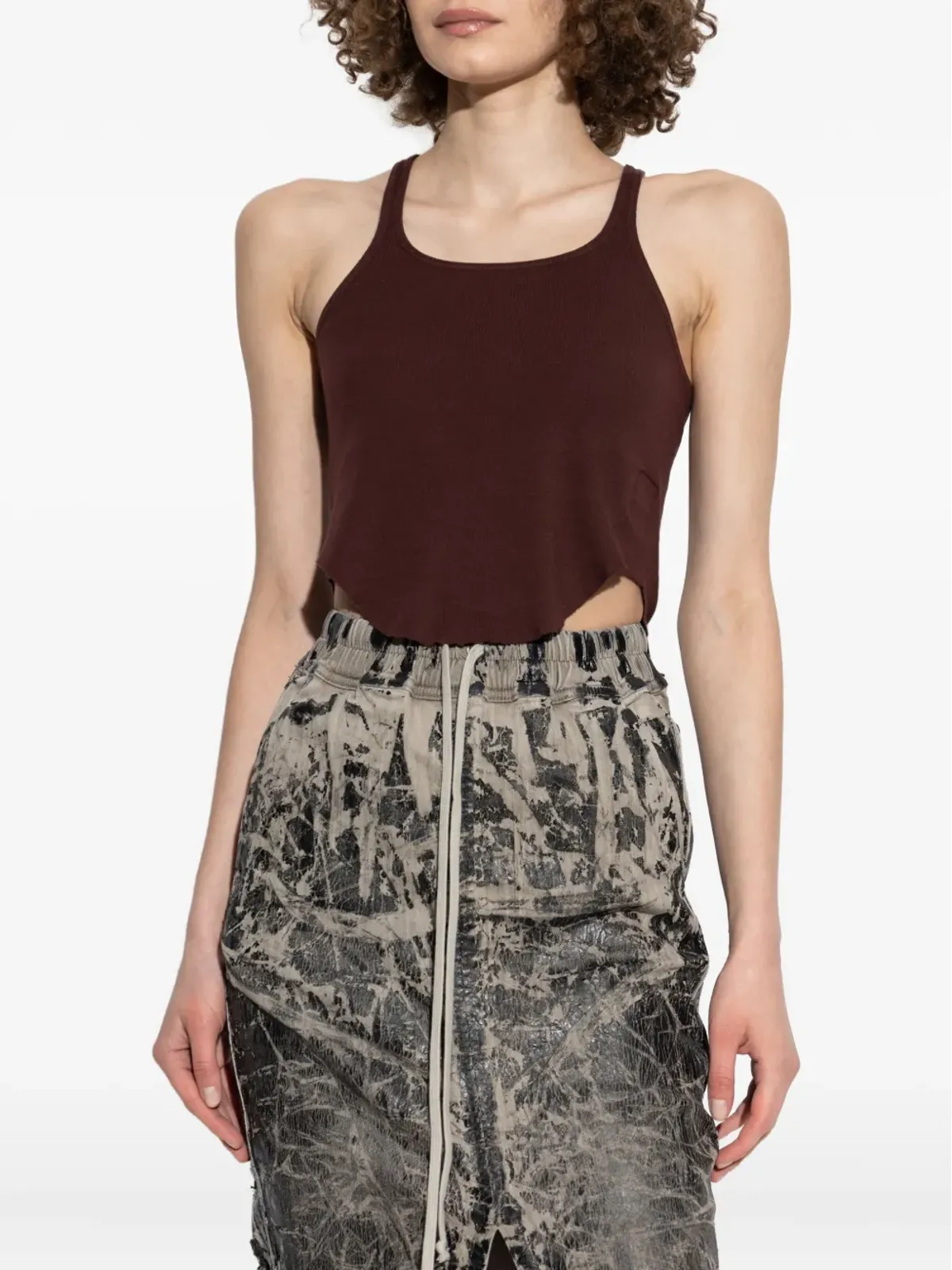 Rick Owens DRKSHDW アシンメトリカル 切りっぱなしヘム タンクトップ - 画像3