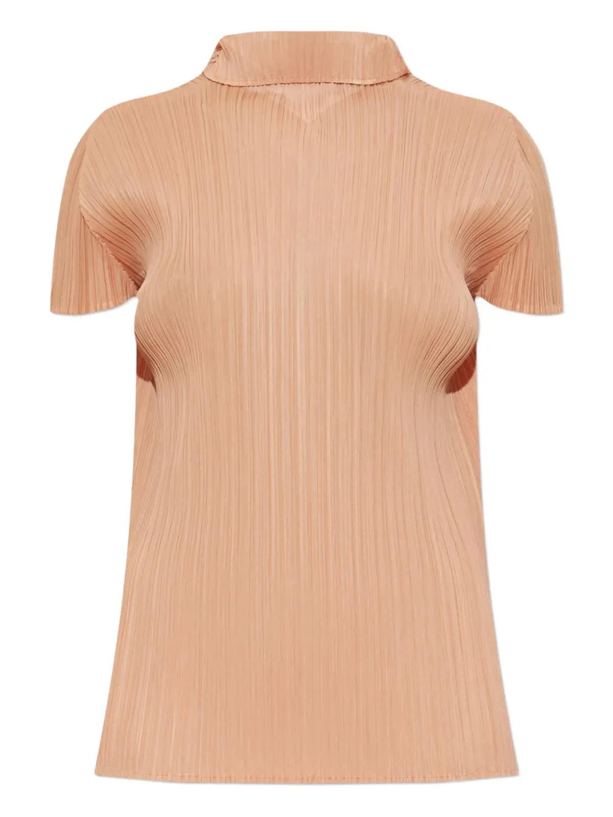 Pleats Please Issey Miyake プリーツプリーズ イッセイミヤケ プリーツ高ネック ブラウス オレンジ - 画像1