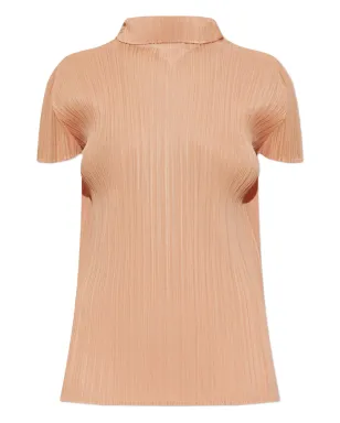 Pleats Please Issey Miyake プリーツプリーズ イッセイミヤケ プリーツ高ネック ブラウス オレンジ - サムネイル1