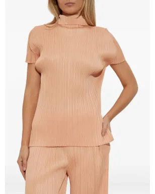 Pleats Please Issey Miyake プリーツプリーズ イッセイミヤケ プリーツ高ネック ブラウス オレンジ - サムネイル3