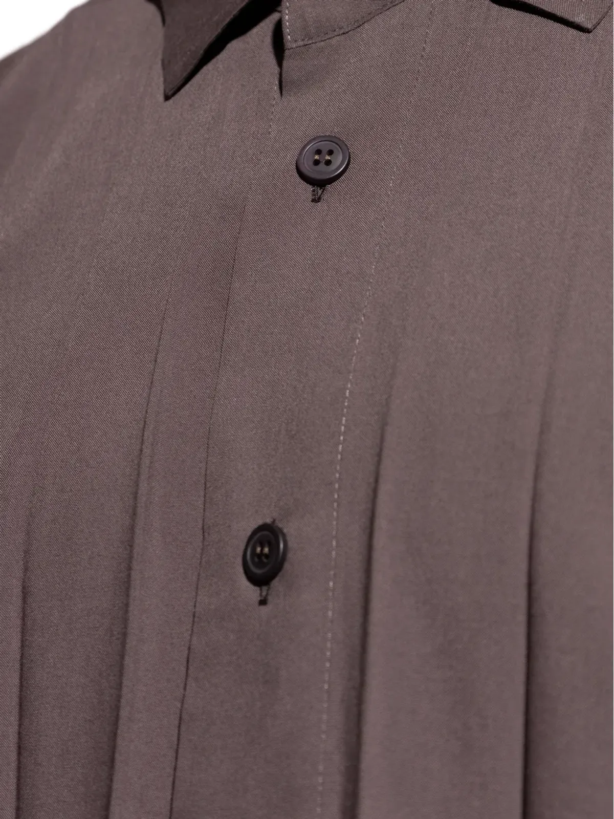 Homme Plissé Issey Miyake エッジプリーツ長袖シャツ（ブラウン） - 画像5