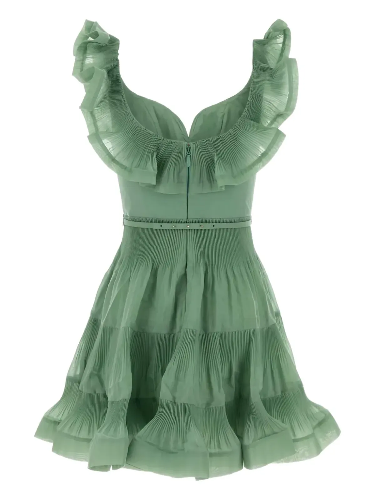 ZIMMERMANN プリーツフリルミニドレス グリーン - 画像2