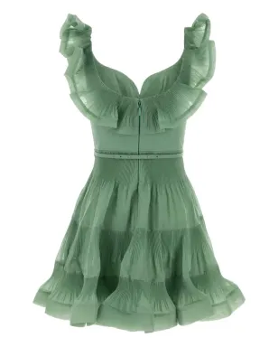 ZIMMERMANN プリーツフリルミニドレス グリーン - サムネイル2