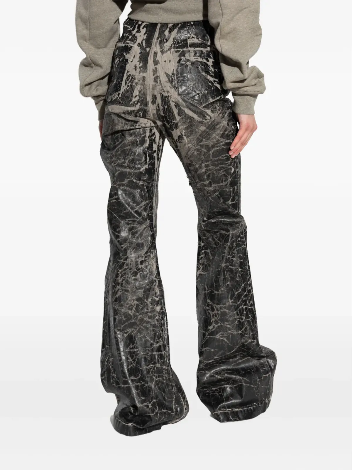 Rick Owens DRKSHDW クラックル風フレアパンツ - ブラック - 画像4